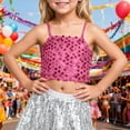 thumbnail image 2 of YUQIN Soft Tops Girls Sequin Tank Tops Sleeveless Adjustable Spaghetti Strap Crop Cami Top Carnival Sparkly Dance Blouse For Children Stylish Tee Shirts, 2 of 4