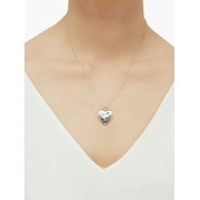 Brilliance Fine Jewelry Sterling Silver Hollow Locket Heart Double-Heart Engraved Design Pendant, 18