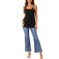 thumbnail image 2 of Camisetas de tirantes ajustables para mujer INSPIRE CHIC con sujetador incorporado, corte slim, escote redondo, talla XS, color negro, 2 of 6