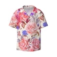 thumbnail image 5 of PAYOHTO Romantic Roses Butterfly Mens Hawaiian Casual Short-sleeved Shirt Tropical Summer Beach Button Down Shirts, 5 of 7