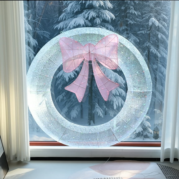 GoDecor Pre-lit Giant Bowknot, Pink LED Metal Frame Christmas Decor for Indoor Outdoor Use