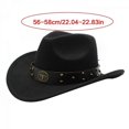 thumbnail image 3 of Woolen Felt Cowboy Hat for Adult with Belt Fashion Carnivals Party Costume Cap Women Men Halloween Festival Headwea, 3 of 5