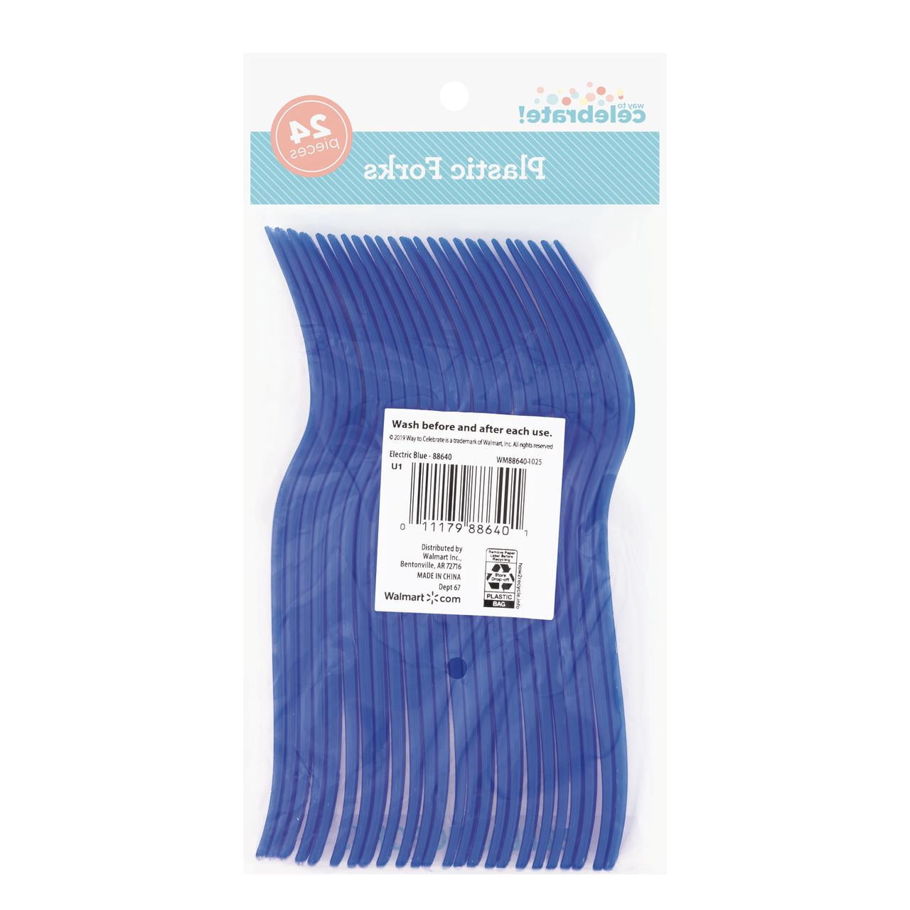 (6 pack) 24 Count Blue Disposable Plastic Forks by Way To Celebrate