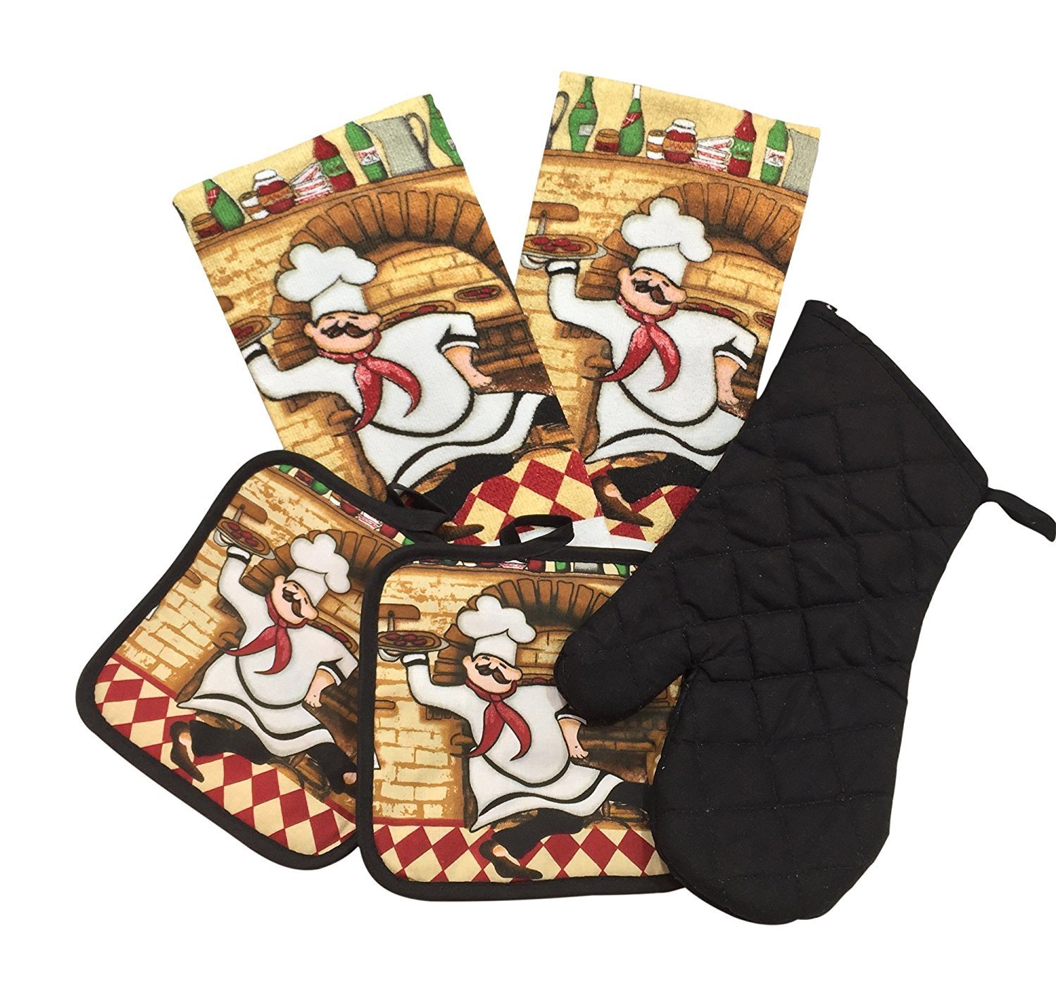 Kitchen Linen Set (Includes one oven mitt, two pot holders and two