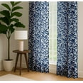 thumbnail image 4 of Vargottam Extra Long Cotton Curtains - 108" Length Drapes for High Ceilings or French Doors - 52"x108", Light Filtering Rod Pocket/Back Tab Drapes, Set of 2 Panels - Leaves Design (Blue), 4 of 8