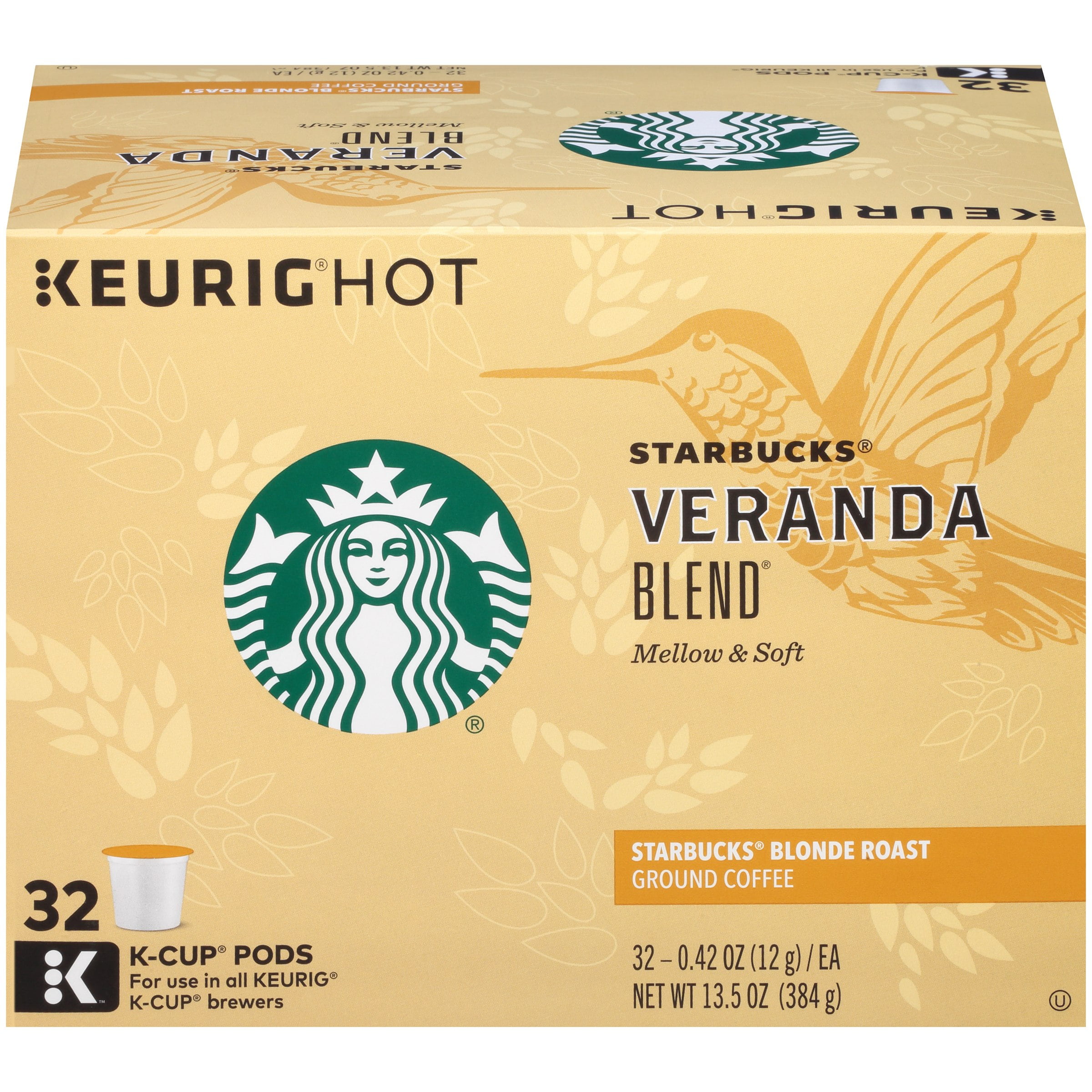 Starbucks Veranda Blend Blonde Roast Ground Coffee K-Cups 32 ct Box ...