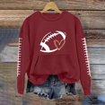 thumbnail image 2 of Sorvello Women's Football Graphic Sweatshirt Game Day Pullover Soft Breathable Cozy Long Raglan Sleeve Streetwear Fall Casual Athletic Top for Women Deep Red XXL, 2 of 7