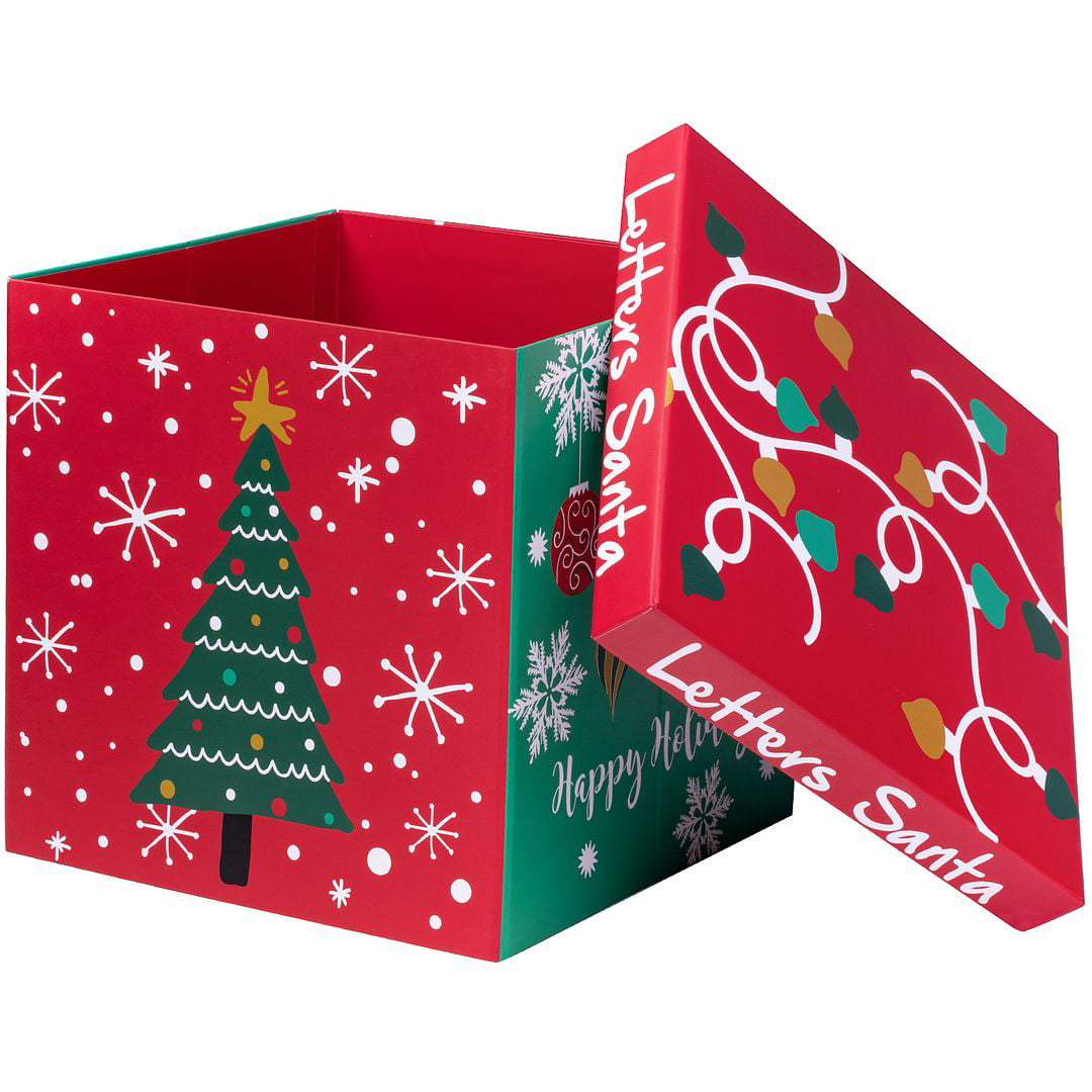 XMAS Gift Hamper Box 10 x RED GOLD SANTA REINDEER CHRISTMAS GABLE GIFT BOXES 