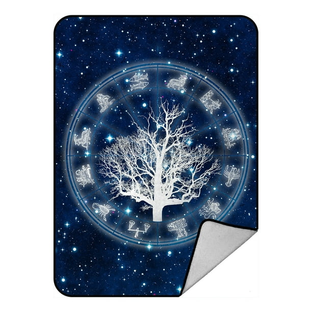 PHFZK Tree of Life Blanket, Astrology Chart with All Zodiac Signs Fleece Blanket Crystal Velvet Front and Lambswool Sherpa Fleece Back Throw Blanket ...