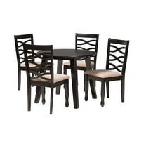 Baxton Studio Ruby Modern Beige Fabric and Dark Brown Finished Wood 5-Piece Dining Set