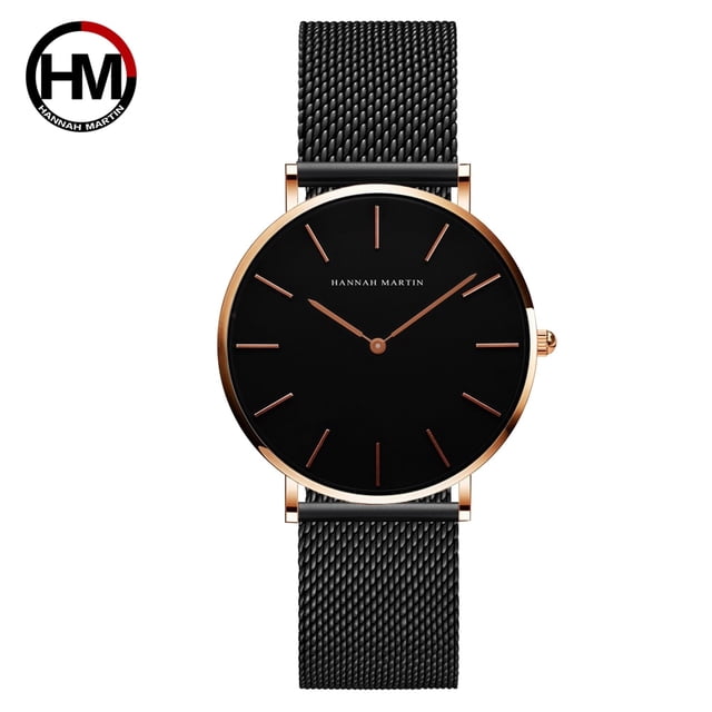Movimiento de cuarzo japonés de alta calidad 36mm Hannah Martin mujeres malla de acero inoxidable oro rosa impermeable señoras reloj Dropshipping Tan Jianjun unisex