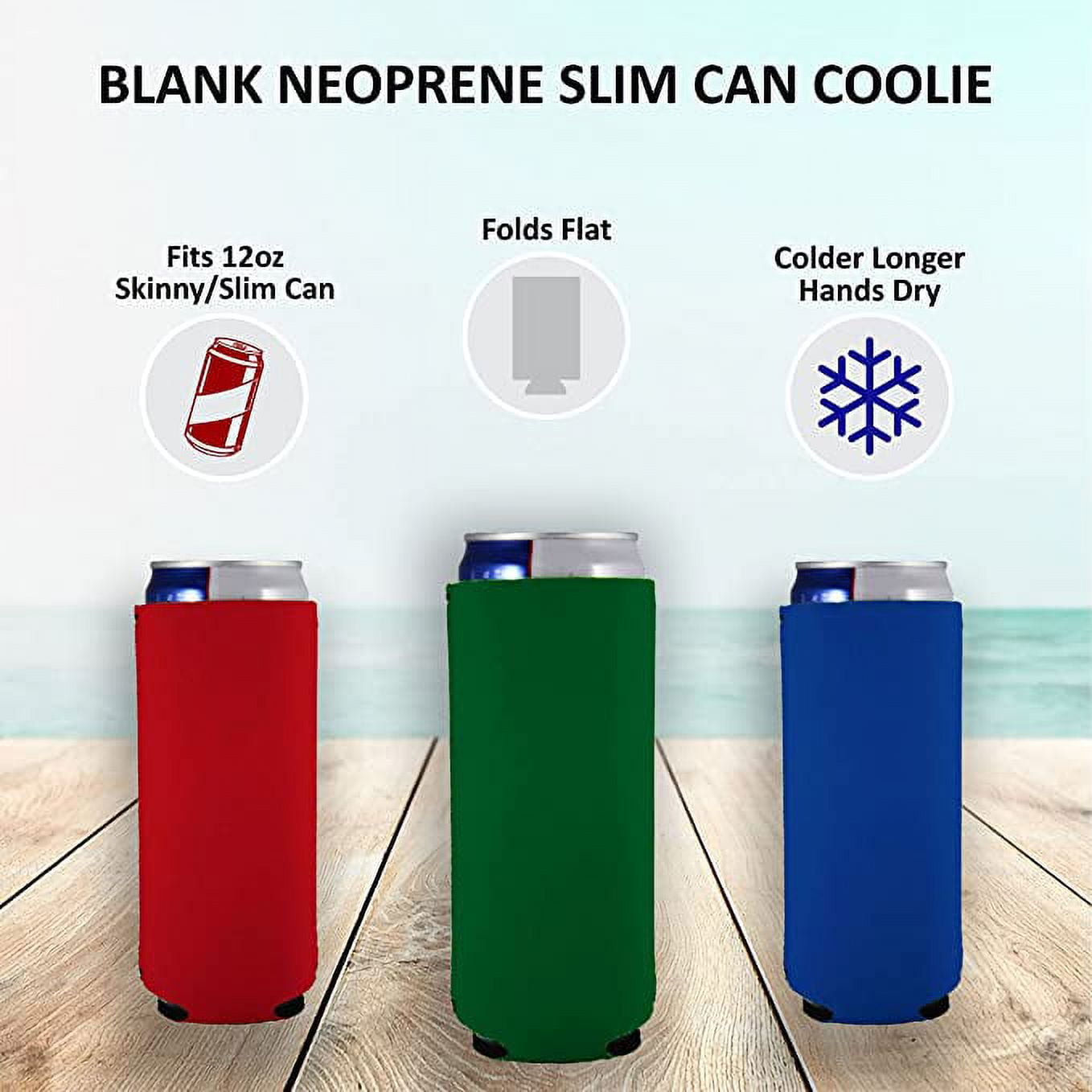 Blank Neoprene Collapsible Slim Can Coolie (2 Pack, Dark Green)