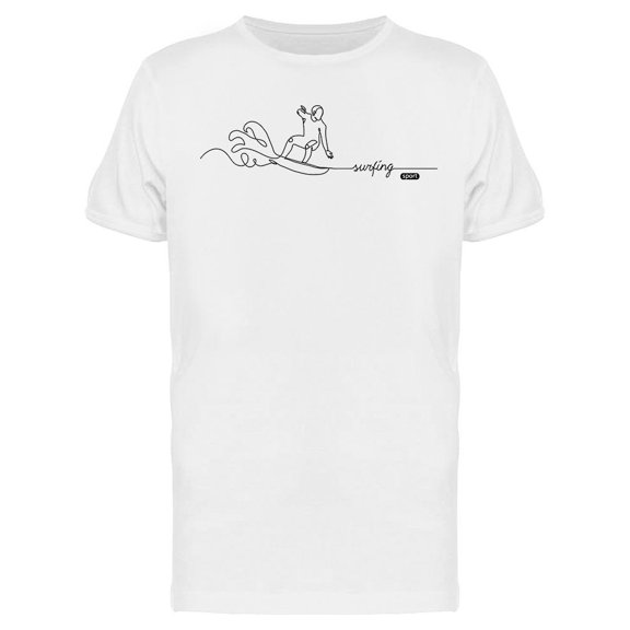 Surfing Line Art T-Shirt Men -Image by Shutterstock, Male XX-Large