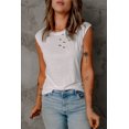 thumbnail image 2 of ABPHQTO Camiseta sin mangas blanca con cuello redondo y detalle de agujero roto para mujer, 2 of 5