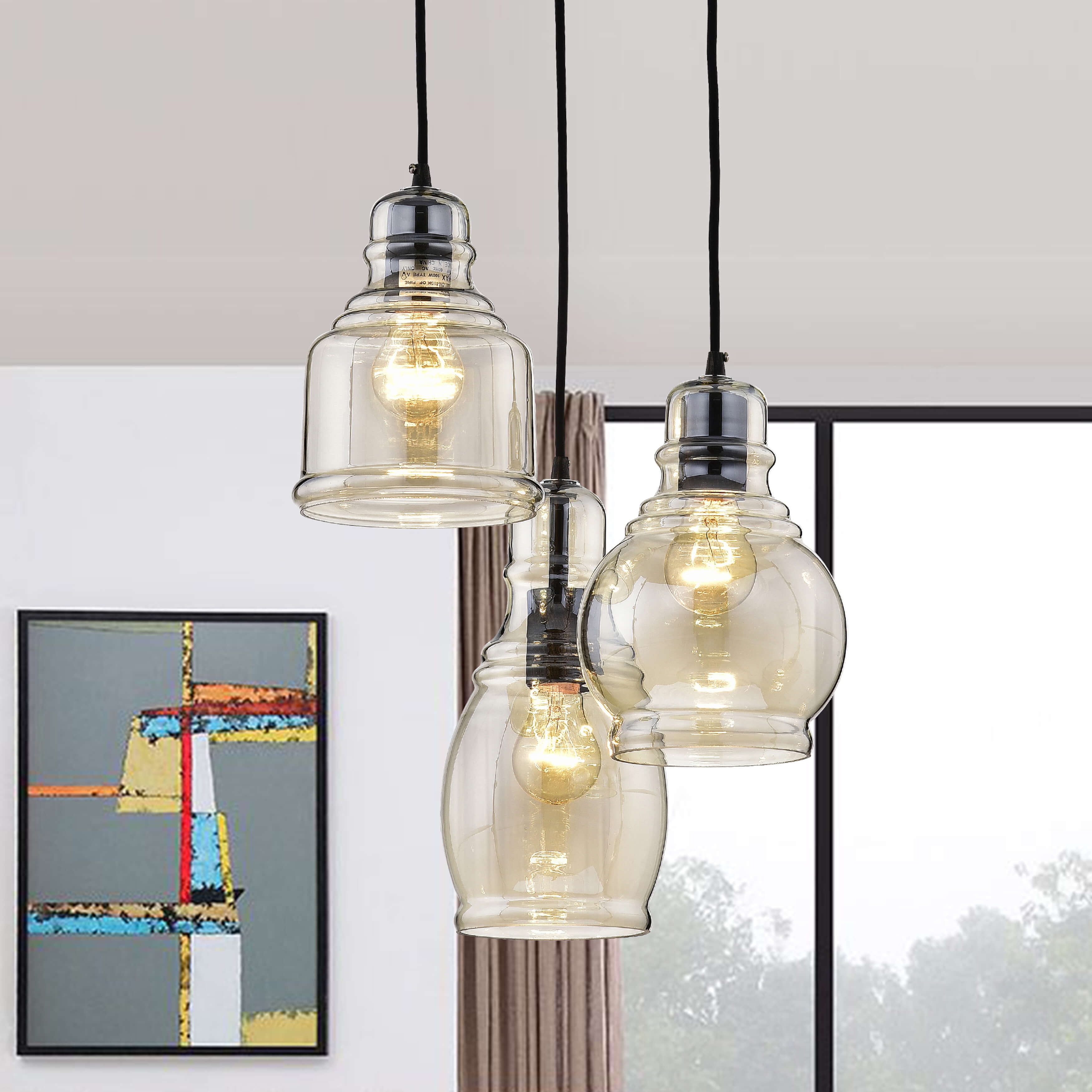 The Lighting Mariana Antique Black Cognac Gl 3 Light Mariana Antique Black Cognac Gl