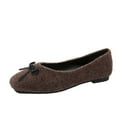 thumbnail image 3 of Juebong Women's Flats Shoes Suede Business Casual Dress Shoes Square Toe Ballet Flats Comfortable Low Heel Flats Brown,37, 3 of 8