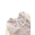 thumbnail image 4 of Kmbangi Girl Plaid Print Clothes Set Mesh-joint Midi Dress+Flower Shaped Bag, 4 of 7