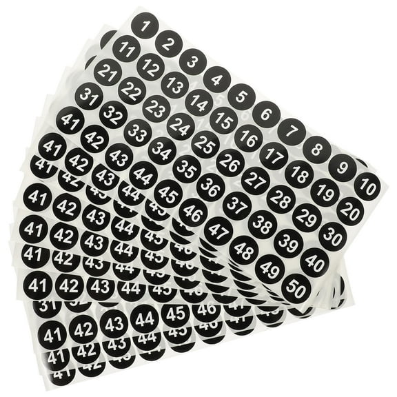 BESTOYARD Number Sticker Labels for Storage and Decoration Black Round Digital Adhesive Labels