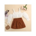 thumbnail image 4 of Franhais Kids Skirt 2pcs Suit, Girls Long Sleeve Off Shoulder Tops + Summer Casual Party Half Dress, 4 of 9