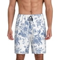 thumbnail image 1 of Balery Rose Flowers Pantalones cortos de pijama de punto de algodón para hombre con cinturilla y bolsillos-3X-Large, 1 of 6