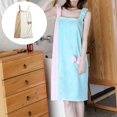 thumbnail image 3 of Vestido de toalla envolvente para baño/ducha para mujer, falda de baño con tirantes y falda de baño con lazo de bloque de color doble, 3 of 5