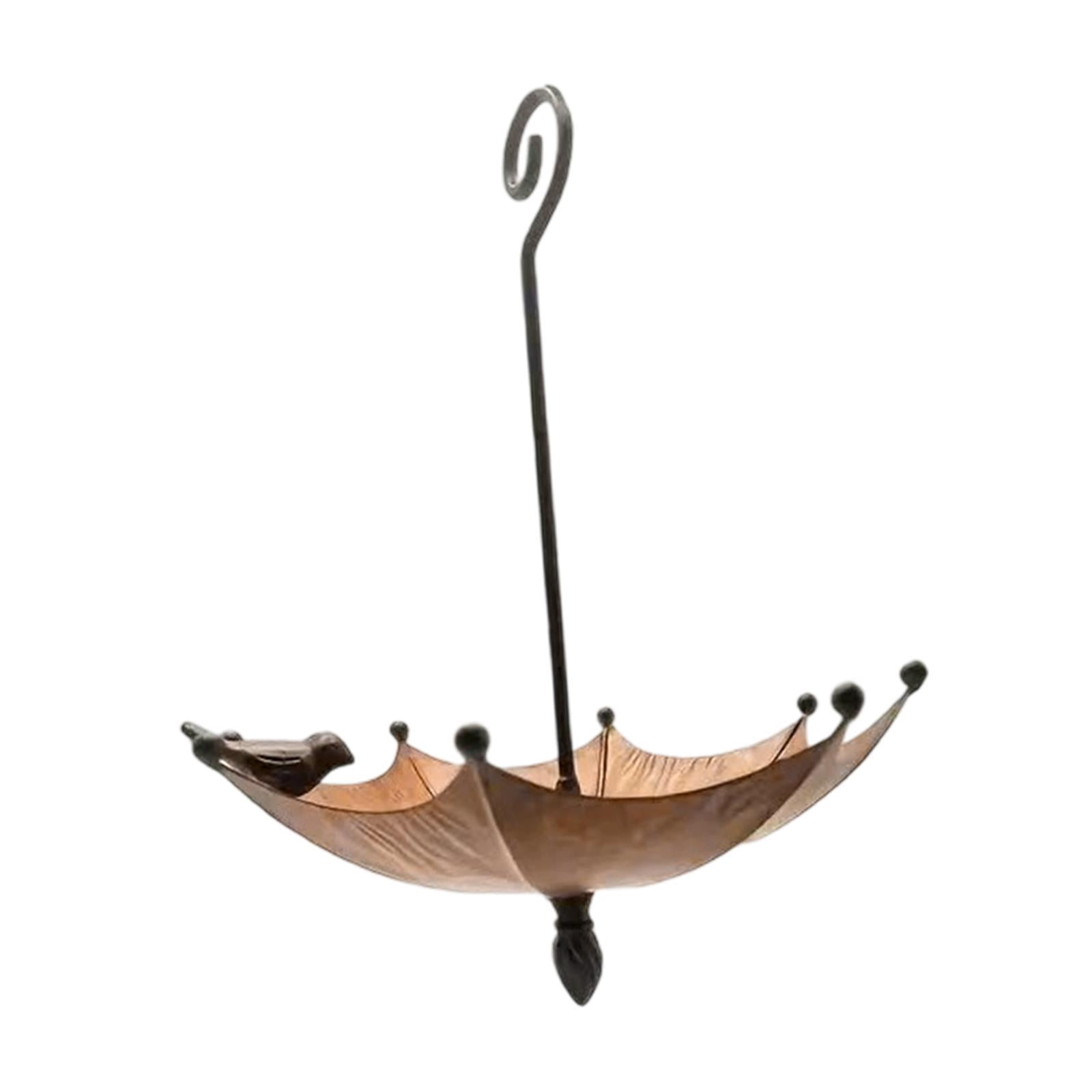 Bothyi Umbrella Shaped Bird Feeder Hanging Iron Decor for Outdoor Courtyard Outside