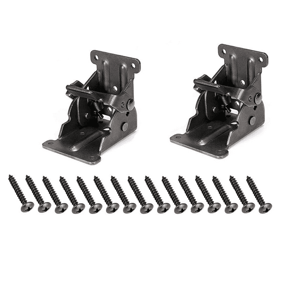 2pcs Self-Locking Hinges, Folding Bracket Leg Fittings, Corner Brace for Folding Legs Folding Workbench, with 20pcs Screws,JUN