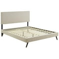 thumbnail image 3 of Modway Macie Queen Fabric Platform Bed with Round Splayed Legs in Beige, 3 of 5