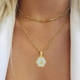 thumbnail image 4 of Giorgio Bergamo Stainless Steel Gold Plated Paper Clip Layered Choker Mother of Pearl Initial A - Z Letter Alphabet Pendant Mens Womens Necklace, Gold, N, 4 of 6