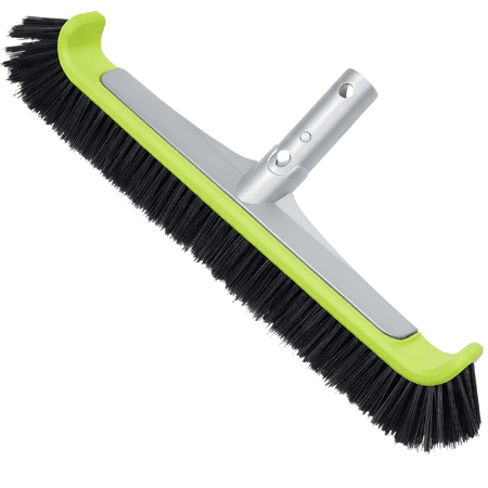 WaterJingle 17.5 in Heavy Duty Pool Brush with Aluminum Back, Curved Wall Scrubber (Pole Not Included)