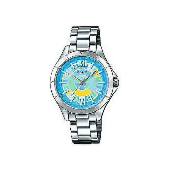 LTP-E129D-2A Women Silver Band with Colorful Blue Dial Watch