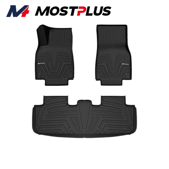 MOSTPLUS 3PCS Black TPE Front & Rear Floor Mats Liner For 2025 2026 Tesla Model Y 5-Seat