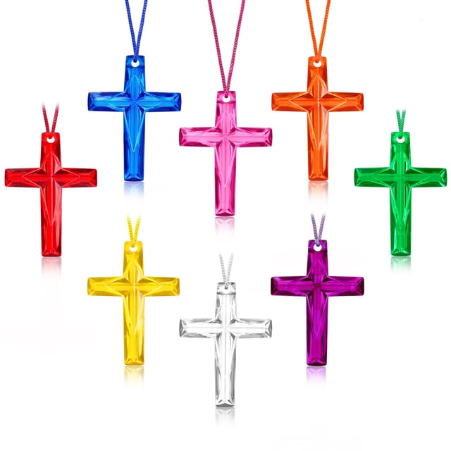 Collar XIPENGKEJI con forma de cruz de cristal, 104 unidades, regalo para fiestas religiosas