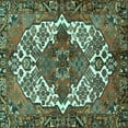 thumbnail image 1 of Ahgly Company Machine Washable Indoor Square Persian Turquoise Blue Traditional Area Rugs, 5' Square, 1 of 4