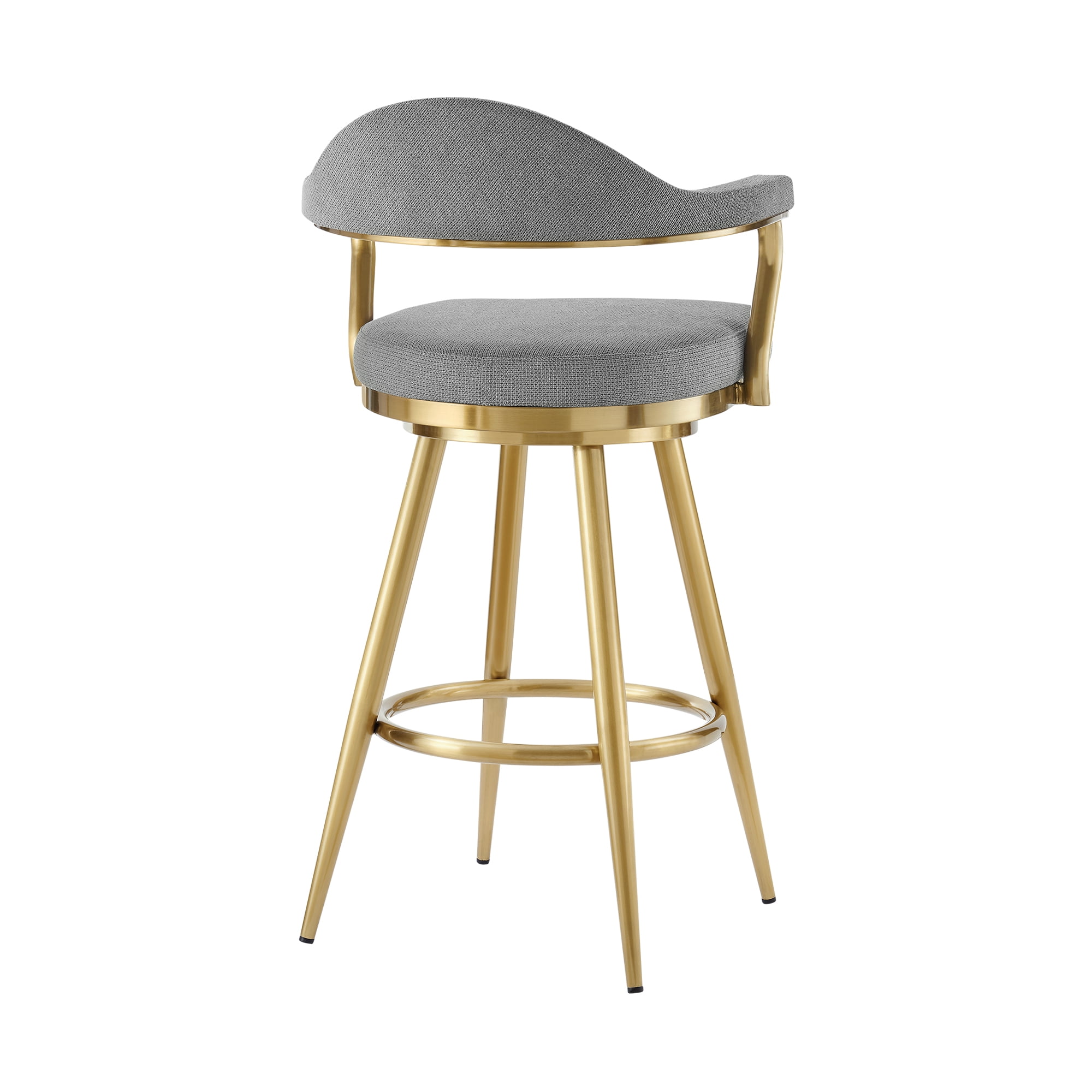 Armen Living Indoor Justin 30" Bar Height Swivel Vintage Brown Faux Leather Bar Stool with Brown Metal Legs