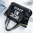 thumbnail image 3 of Bolsa de compras cruzados con lentejuelas y letras para mujer, de hombro grande (negro) Likrtyny Para Estrenar, 3 of 9