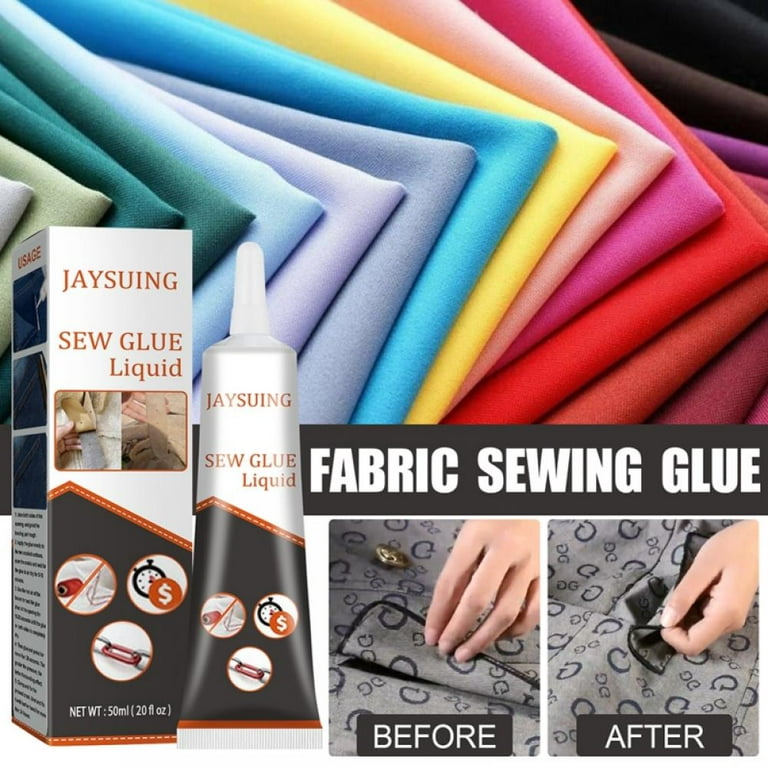 50Ml/1.76Oz Clothing Repair Glue Instant Fabric Leather Fast Drying Glue  Ultra-Stick Sew Glue Kit Secure Stitch Liquid Sewing Supplies 