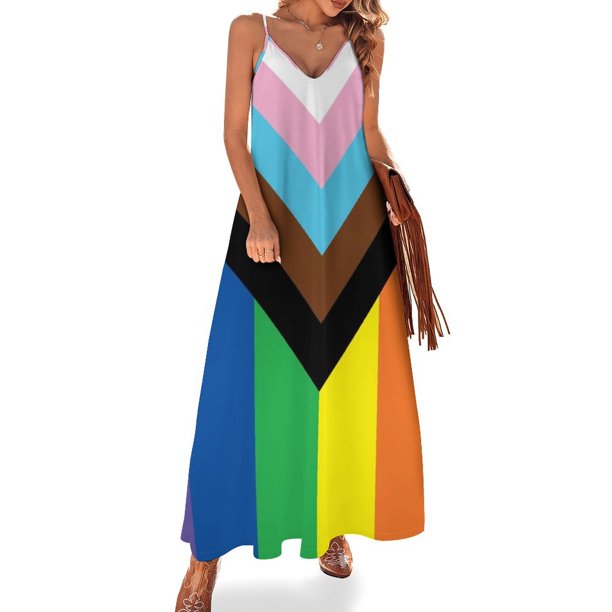Vestido sin mangas con la bandera del orgullo del progreso, vestidos sueltos elegantes para mujer, vestido de verano para mujer