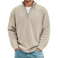 thumbnail image 2 of FAOWME Men's Pullover Long Sleeve Stand Collar Half Zipper Solid Color Comfortable Breathable Sweatshirt For Casual Daily Wear Khaki Xl, 2 of 4