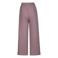thumbnail image 5 of Wycnly on Sale Pants for Women Womens Palazzo Pants Casual Drawstring Elastic Waist Loose Wide Leg Trousers Lightweight Linen Solid Yoga Flared Long Pants, 5 of 6