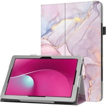 zukof Folio Stand Case for T-Mobile REVVL Tab 2 10.1 Inch Tablet 2025 - Lightweight Folding Slim PU Leather Protective Cover (Marble Pink)