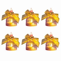 KOYPTL 6 Pcs Christmas Flameless Bow LED Lights 3 Inch Battery Operated Christmas Crystal Candle Lights Decorations,Christmas Table Decorations for Desktop Dinner Table Indoor Home Decor Gift Purple
