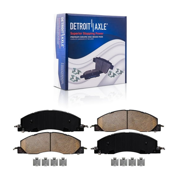 Detroit Axle - Front Brake Pads for 11-18 Ram 2500 3500, 12 Ram 1500, 09-10 Dodge Ram 2500 3500 2009 2010 2011 2012 2013 2014 2015 2016 2017 2018 Ceramic Brake Pads w/ Hardware Replacement
