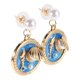thumbnail image 5 of 1 par de pendientes de inspiración vintage para mujer, estilo bohemio, para uso diario, con concha, pequeños pendientes colgantes., 5 of 6