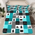 thumbnail image 2 of Homewish Happy Camping 4pcs Bed Sheets for Boys Girls,Adventure Theme King Sheets,Geometric Plaid Grid Super Cozy Sheet Set,Microfiber Bedroom Decor, 2 of 7