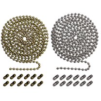 Spencer 2Pcs Beaded Pull Chain Extension with Connector for Ceiling Fan or Light, 10 Feet Rust Proof Beaded Roller Chain, 3mm Diameter, Bronze&Silver