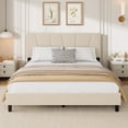 thumbnail image 1 of Queen Size Bed Frame with Adjustable Headboard, Platform Bed Frame with Linen Upholstered, Wooden Slats Support, Noise Free, No Box Spring Needed, Easy Assembly, Beige, 1 of 7