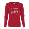 thumbnail image 2 of Wild Bobby, I'm Only Talking to Jesus Today Inspirational/Christian Women Graphic Long Sleeve Tee, Red, Small, 2 of 6