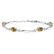 Gem Stone King 925 Sterling Silver Mango Mystic Topaz and White Lab Grown Diamond Tennis Bracelet for Women | 5.10 Cttw | Gemstone November Birthstone | Oval 7X5MM | 6 inch   1 inch Extender