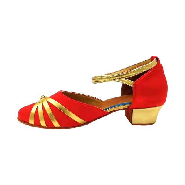 2DXuixsh Chaussures de Robe pour Filles Talons Bas Fleur Princesse Fête Mariage Bal Chaussures Confortables Semelle Souple Bout Fermé Sandales Mode Décontractée Chaussures de Danse Princesse Rouge Taille 12